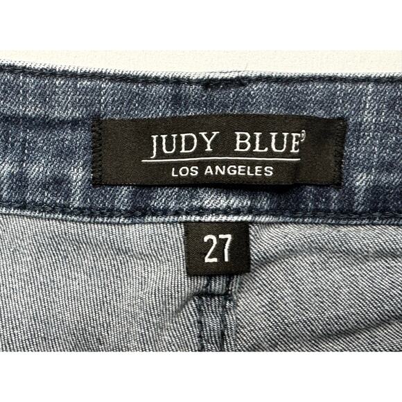 Judy Blue Women's Cuffed Button Fly Blue Stretch Denim Jeans - Size 27x3.5 - Picture 4 of 5